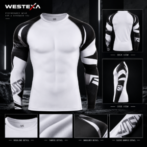 Black Electric Blue Stripe Compression Shirt Product image