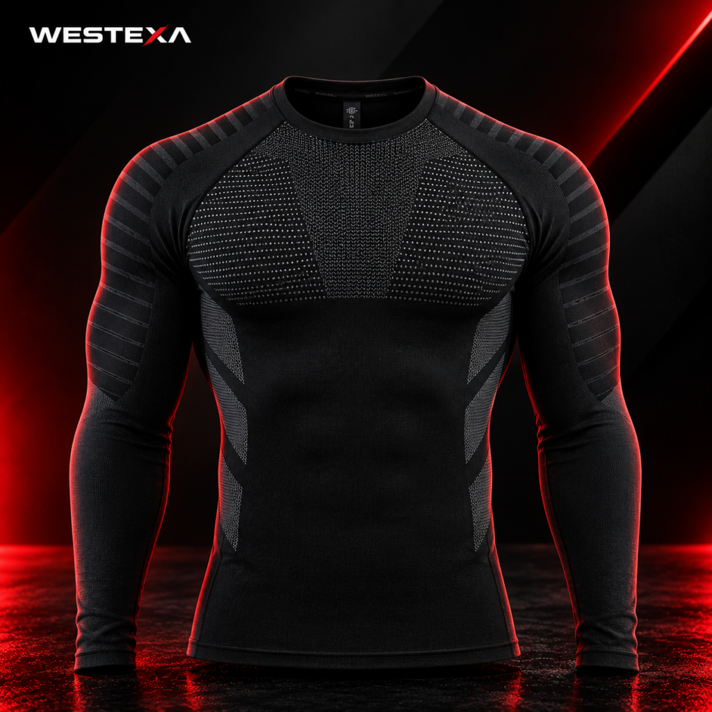 Black Electric Blue Stripe Compression Shirt Product image