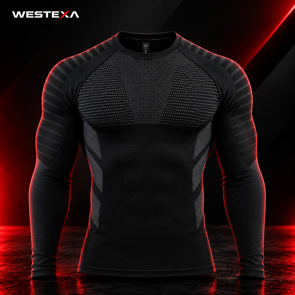 Black Electric Blue Stripe Compression Shirt Product image
