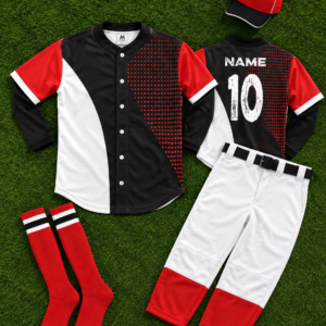 Custom Red Black White Baseball Uniform Set – NAME 10