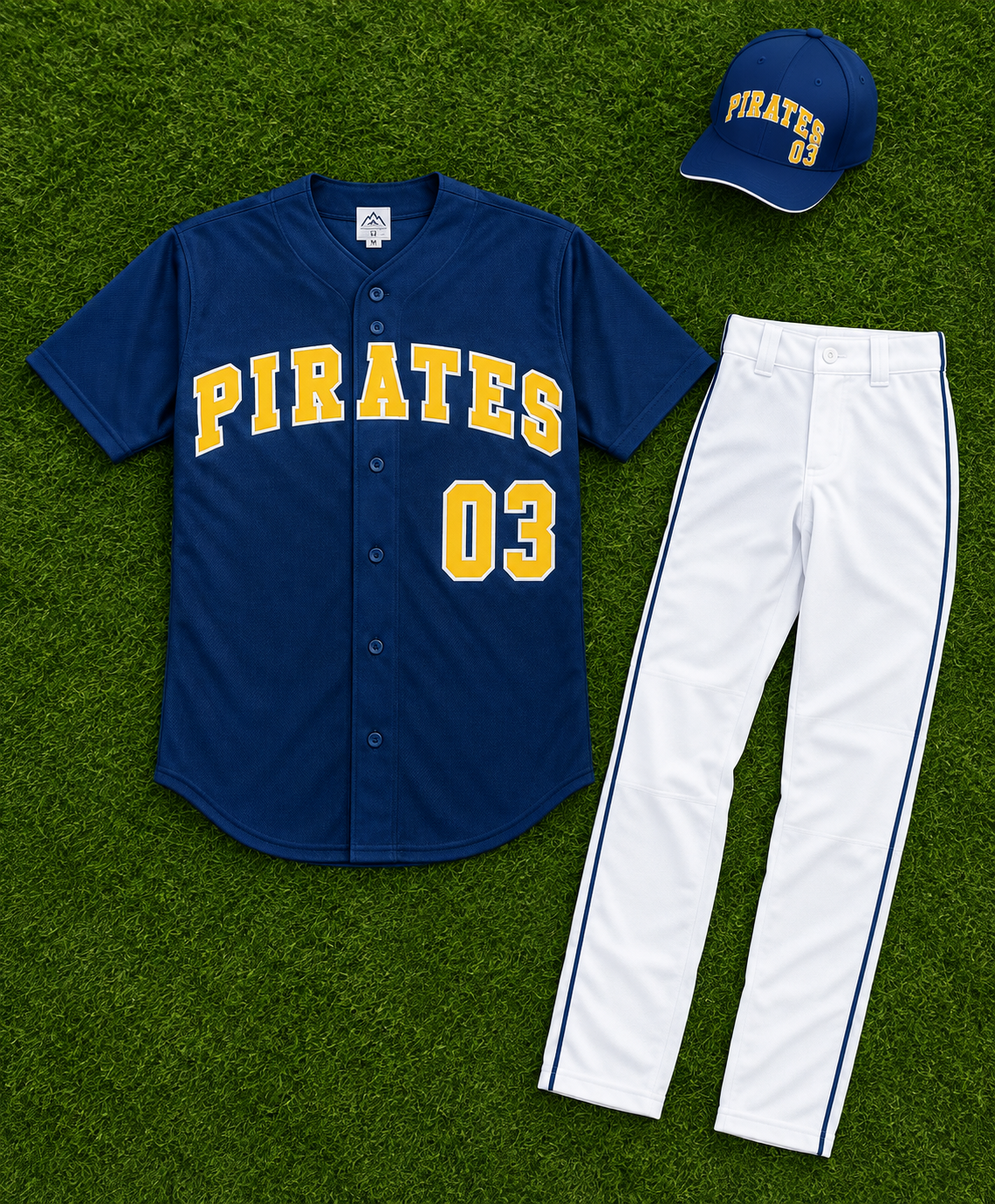 Custom Navy Pirates Baseball Uniform Set – No. 03