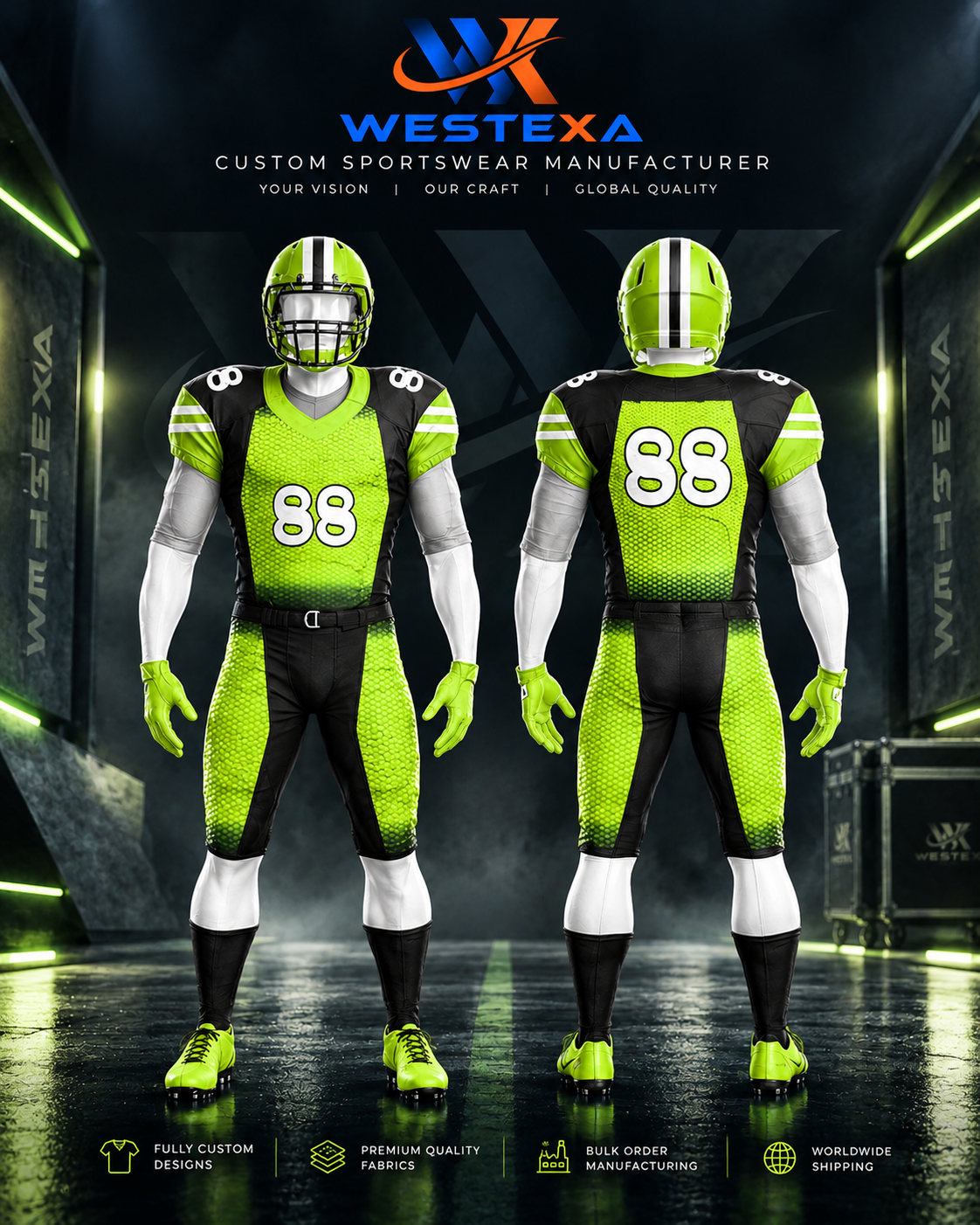 FU-002 | Lime Green Football Uniform
