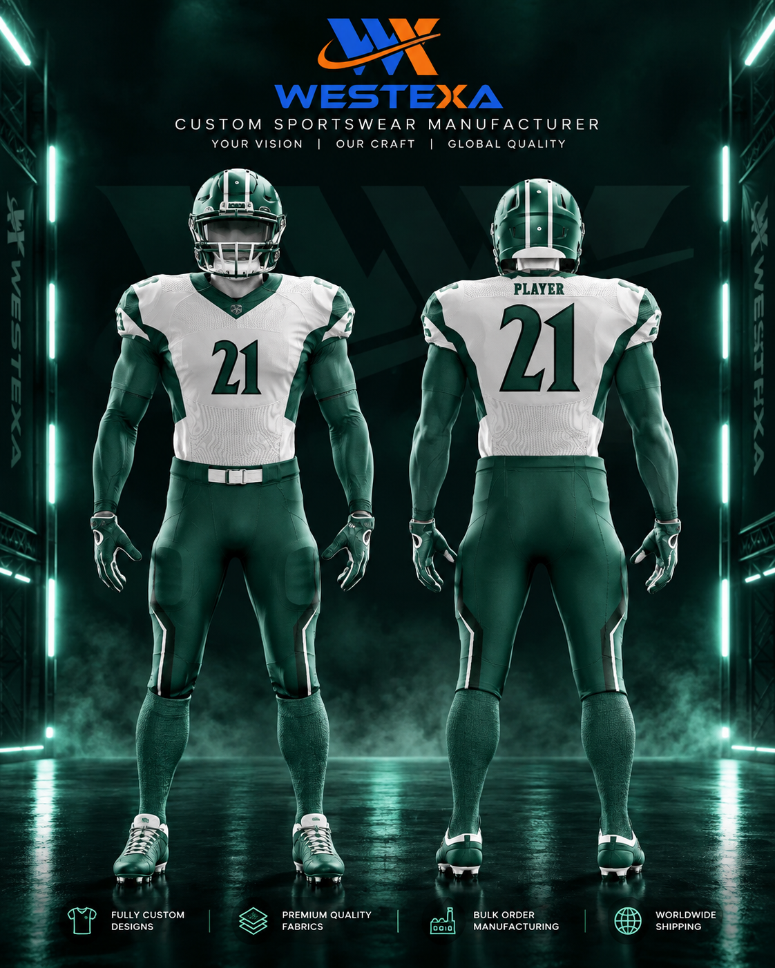 FU-005 | Emerald Green Football Uniform