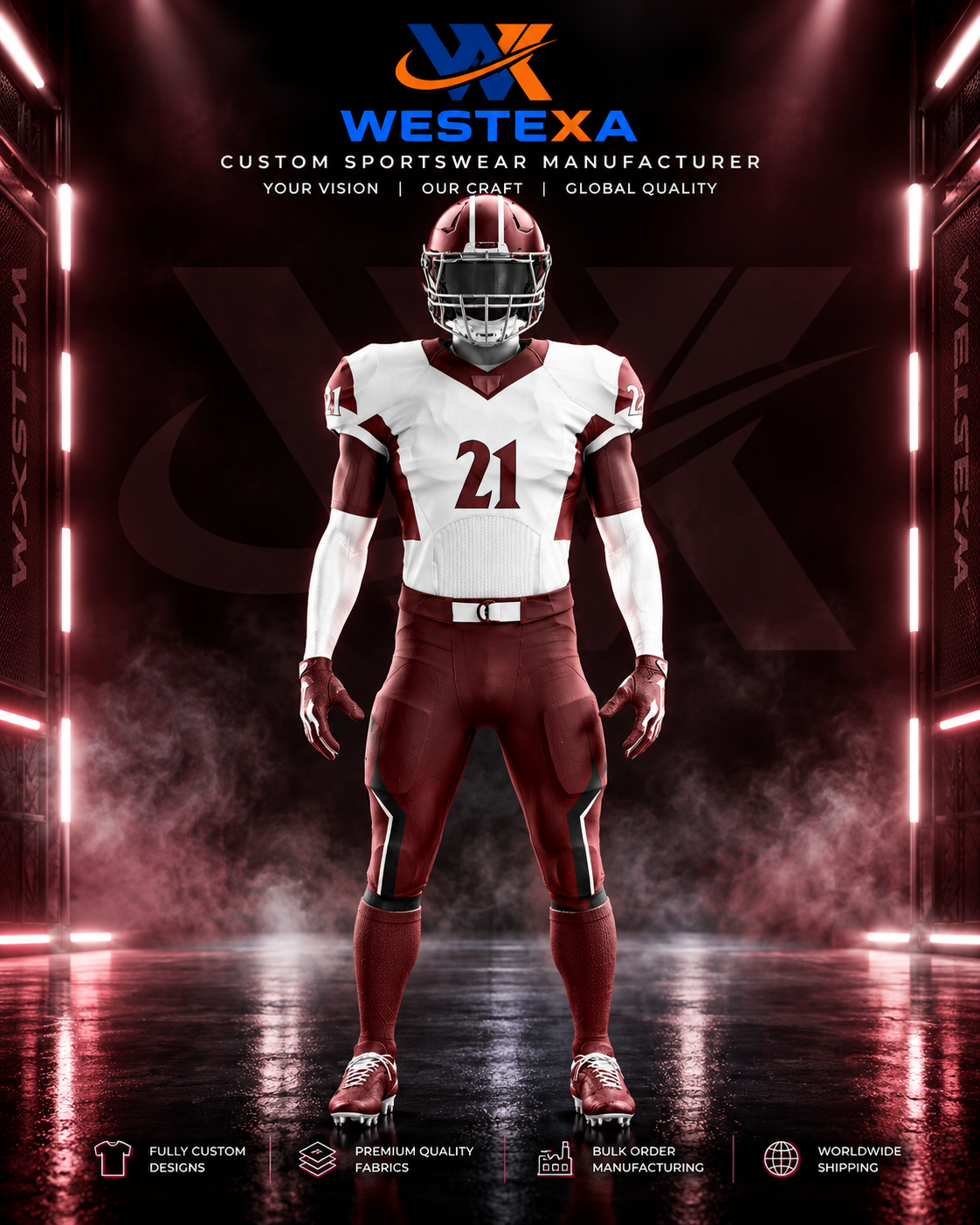 FU-007 | Burgundy Football Uniform