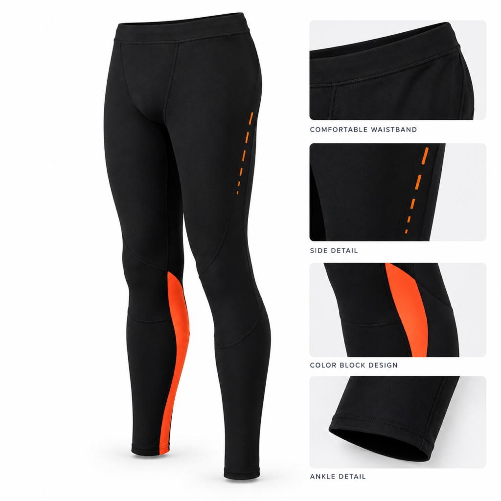 Black & Orange Performance Compression Leggings Product image