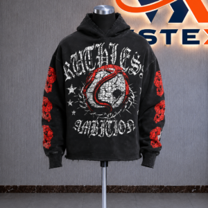 Ego World Black Wash Distressed Crop Hoodie