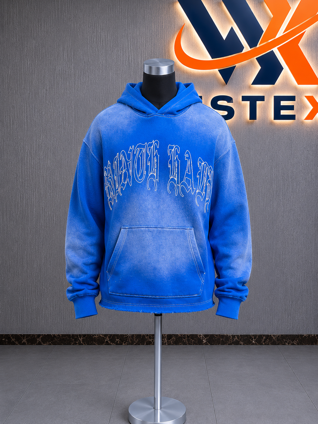 Fein Blue Wash Crop Hoodie