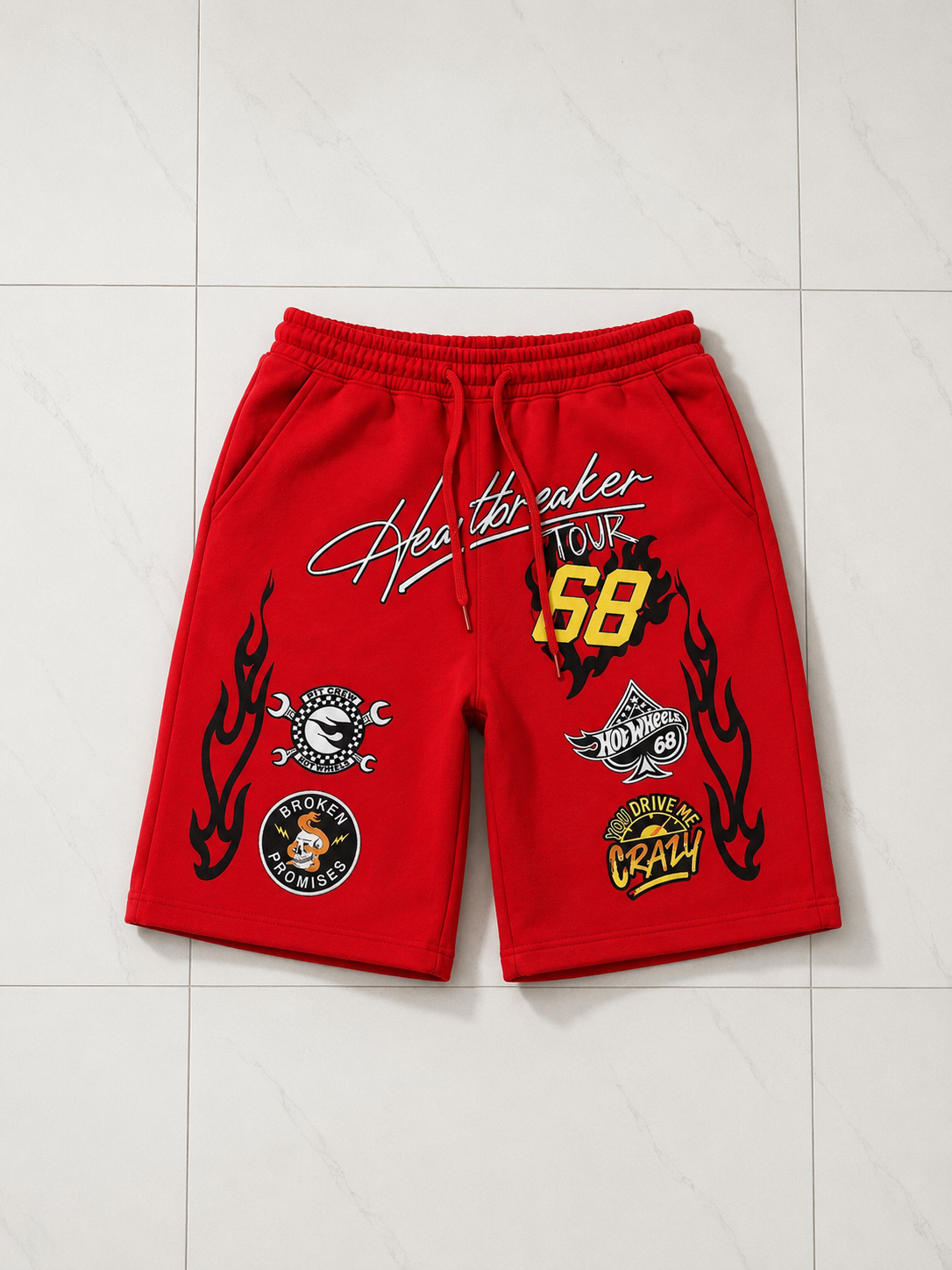 Hot Wheels Heartbreaker Red Sweat Shorts
