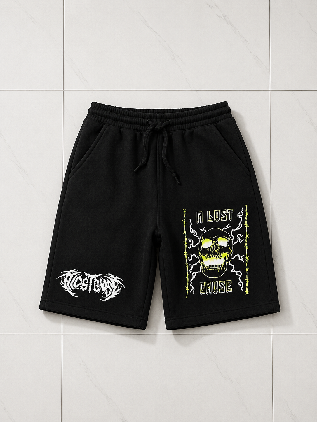 A Lost Cause High Voltage Black Sweat Shorts