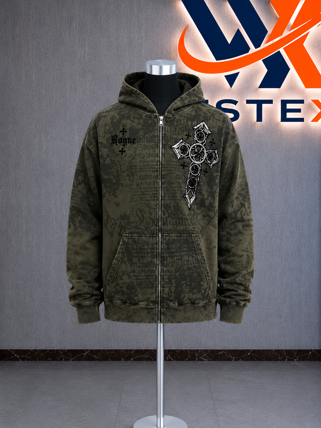 Rogue Crosses Dark Brown Zip Hoodie