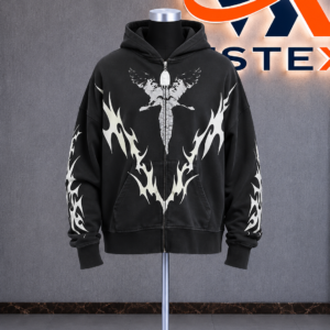 Lightning Black Wash Zip Hoodie