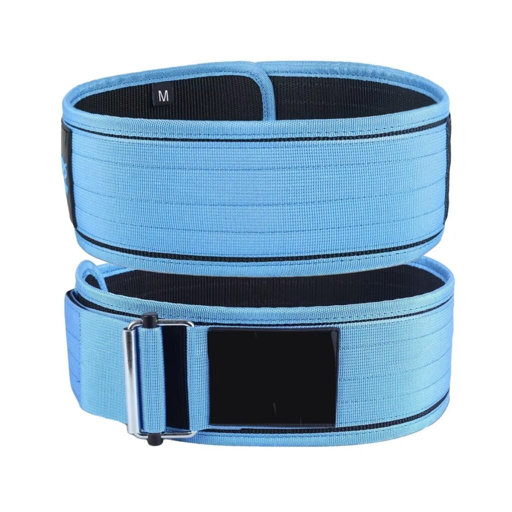 Sky Blue & Black Weightlifting Belt – Adjustable Gym Fitness, Powerlifting & Strength Training Support Belt Product