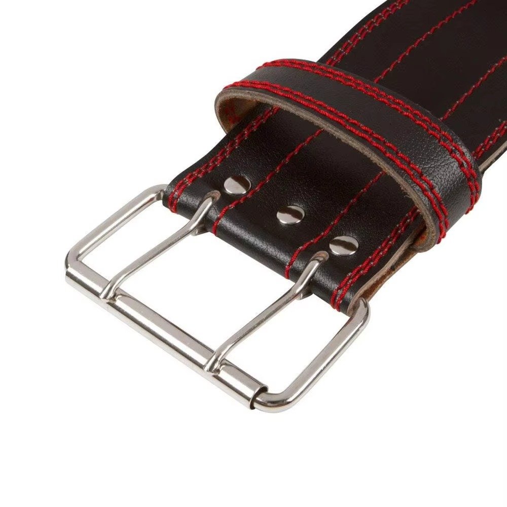 Leather Powerlifting Belt with Red Stitching Product image
