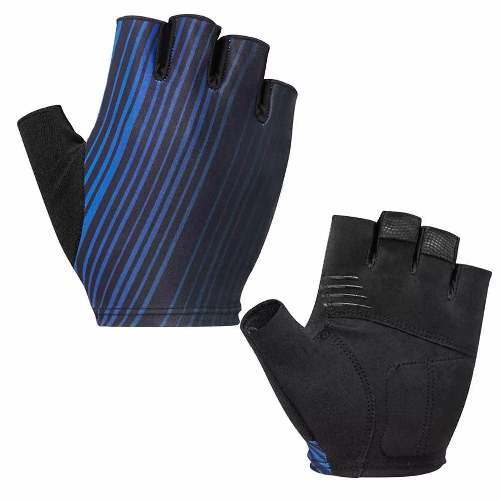 Professional Cycling Gloves with Sublimated Gradient Stripes – Blue & Black Product image