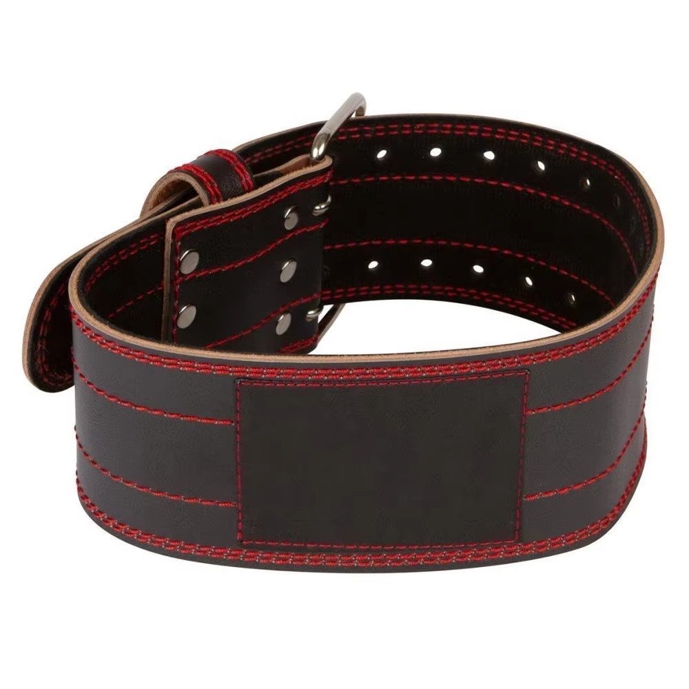 Leather Powerlifting Belt with Red Stitching Product image