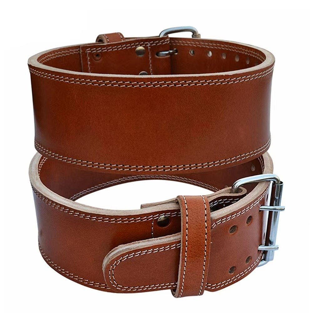 Genuine Leather Weightlifting Belt – Heavy Duty Double Prong Powerlifting & Gym Fitness Belt for Squats, Deadlifts &