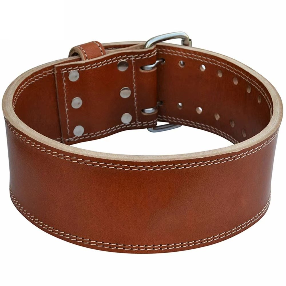 Genuine Leather Weightlifting Belt – Heavy Duty Double Prong Powerlifting & Gym Fitness Belt for Squats, Deadlifts &