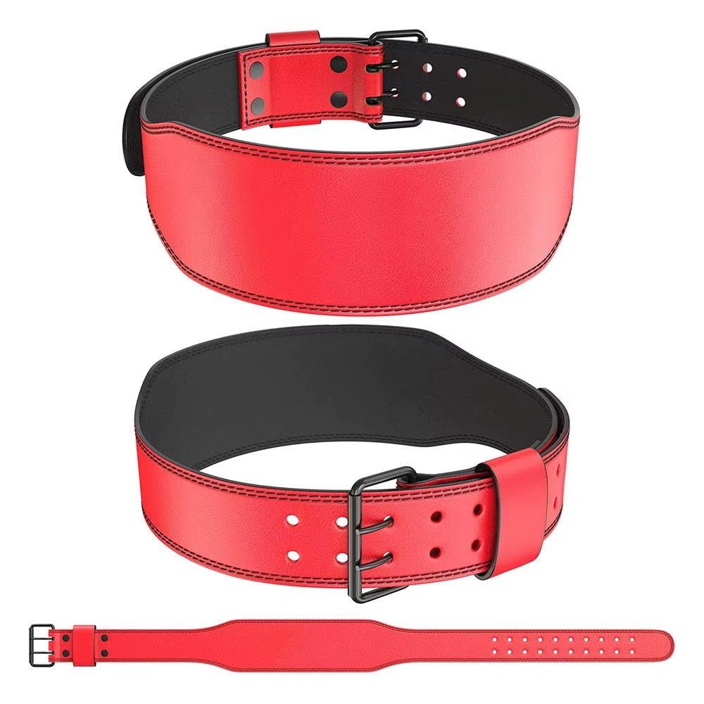 Red Leather Double-Prong Powerlifting Belt Product image