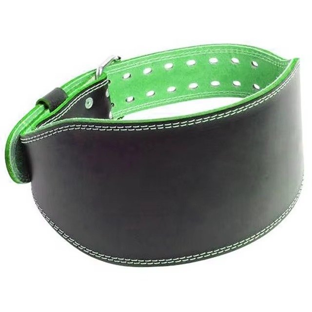 Heavy Duty Leather Weightlifting Belt with Double Prong Buckle – Padded Lumbar Back Support for Gym, Squats & Deadlifts