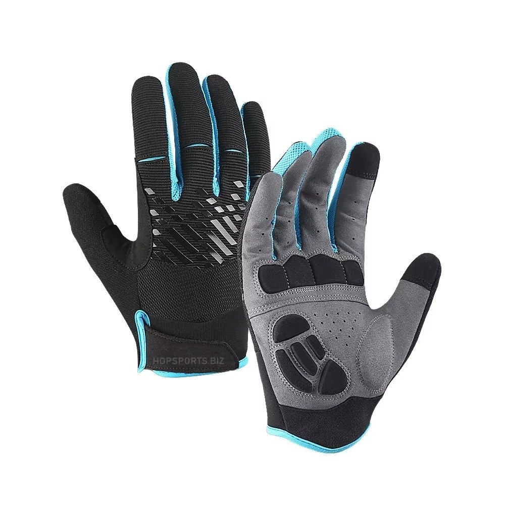 Premium Cycling Gloves – Black & Grey with Blue Accents Product image