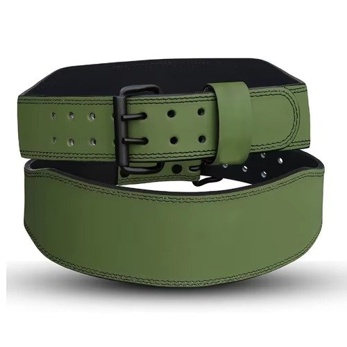 Olive Green Leather Double-Prong Powerlifting Belt Product image