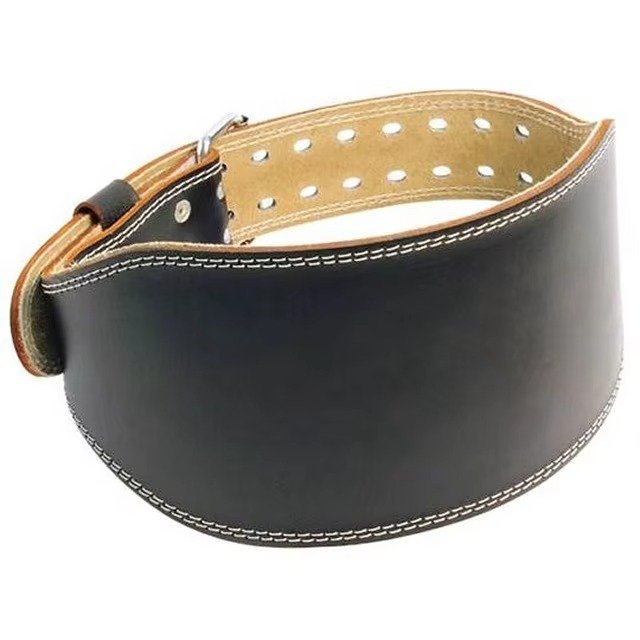 Heavy Duty Leather Weightlifting Belt with Double Prong Buckle – Padded Lumbar Back Support for Gym, Squats & Deadlifts