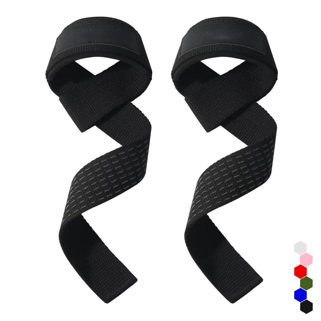 Custom Logo Rubber Patch Cotton Weightlifting Straps with Neoprene Padding – Multi-Color Gym Wrist Wraps for Powerlifting (OE