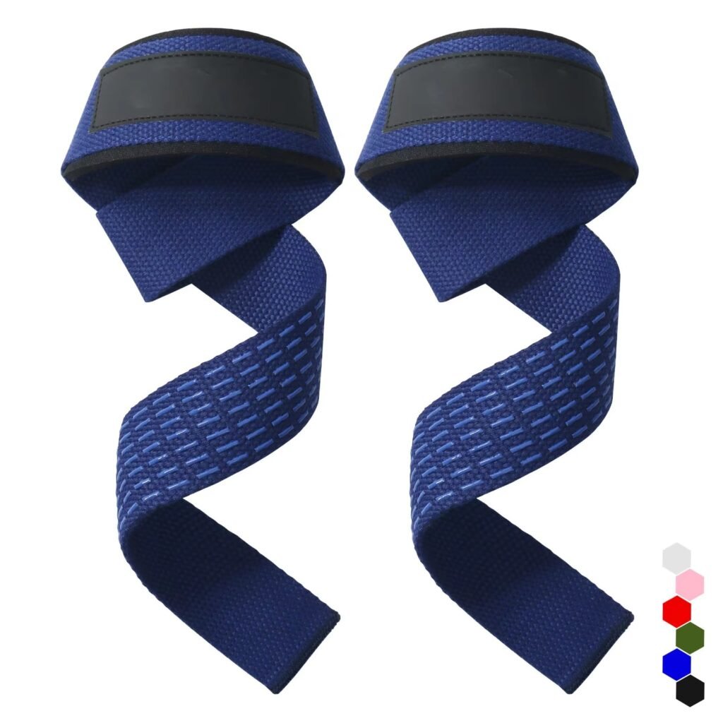 Custom Logo Rubber Patch Cotton Weightlifting Straps with Neoprene Padding – Multi-Color Gym Wrist Wraps for Powerlifting (OE