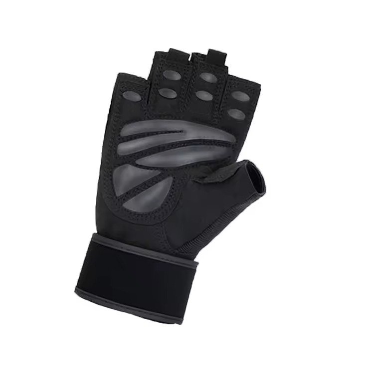 Professional Gym Workout Gloves with Integrated Wrist Support – All Black Product image