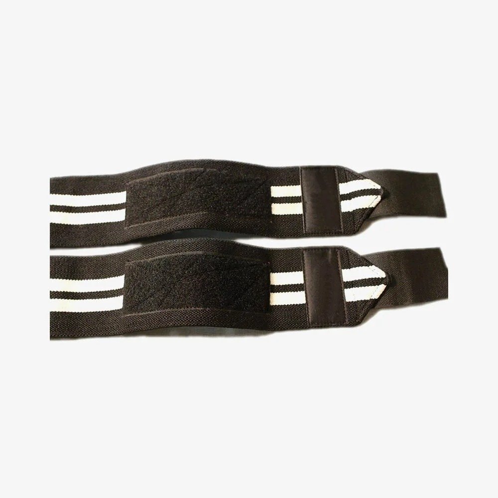 Professional Weightlifting Wrist Wraps – Black with Yellow Stripes Product image